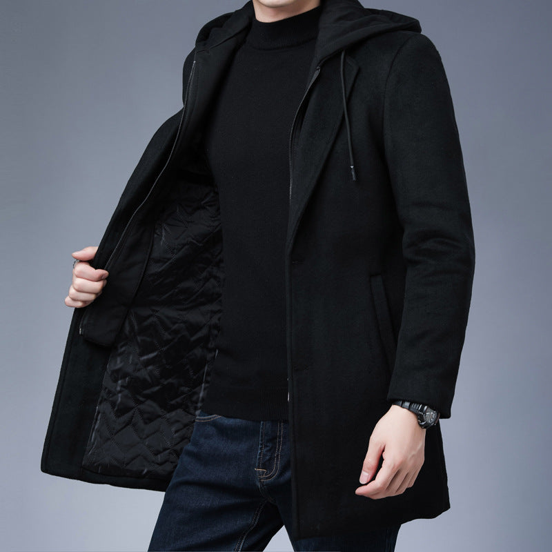 Men's unique hooded trench coat