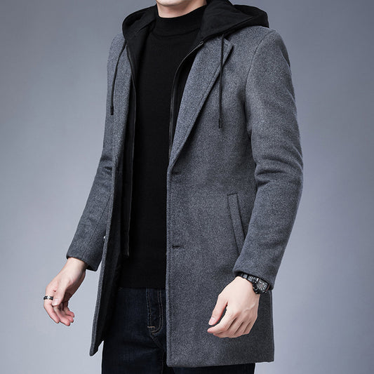 Men's unique hooded trench coat