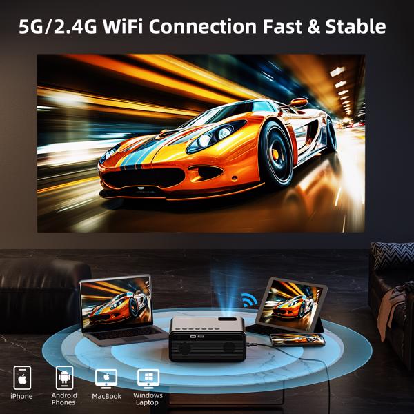 Fudoni upgraded multifunction Projector 5g wifi and Bluetooth