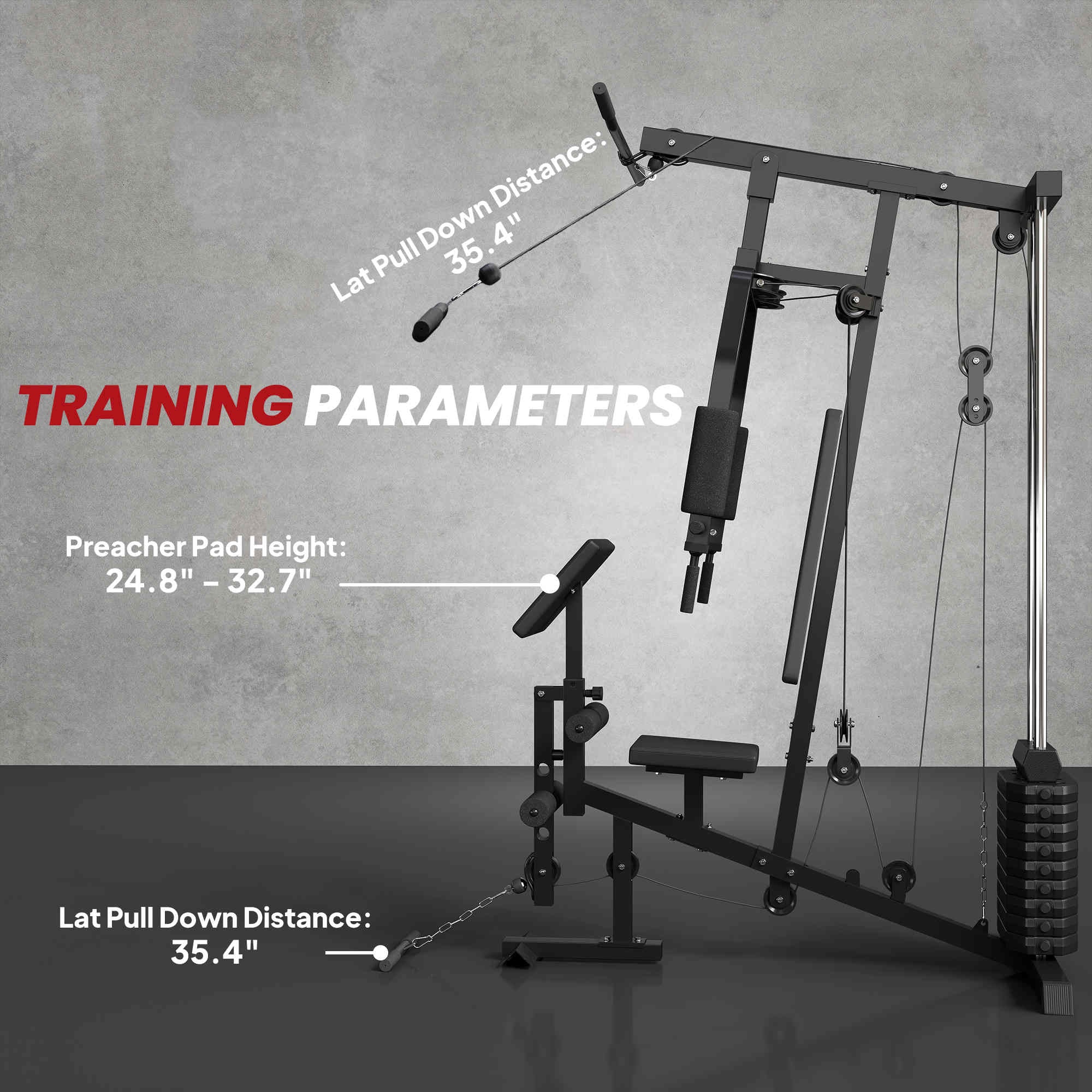 Multifunction Home Gym System, Workout Station with 99Lbs Weight Stack, for Full Body Exercise