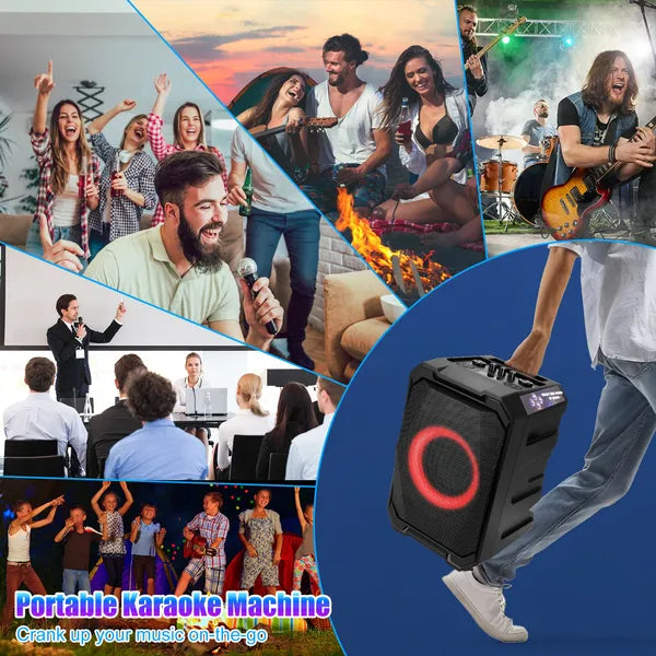 Portable Wireless Party Speaker With LED Light 2 Wireless Mics and Remote Control