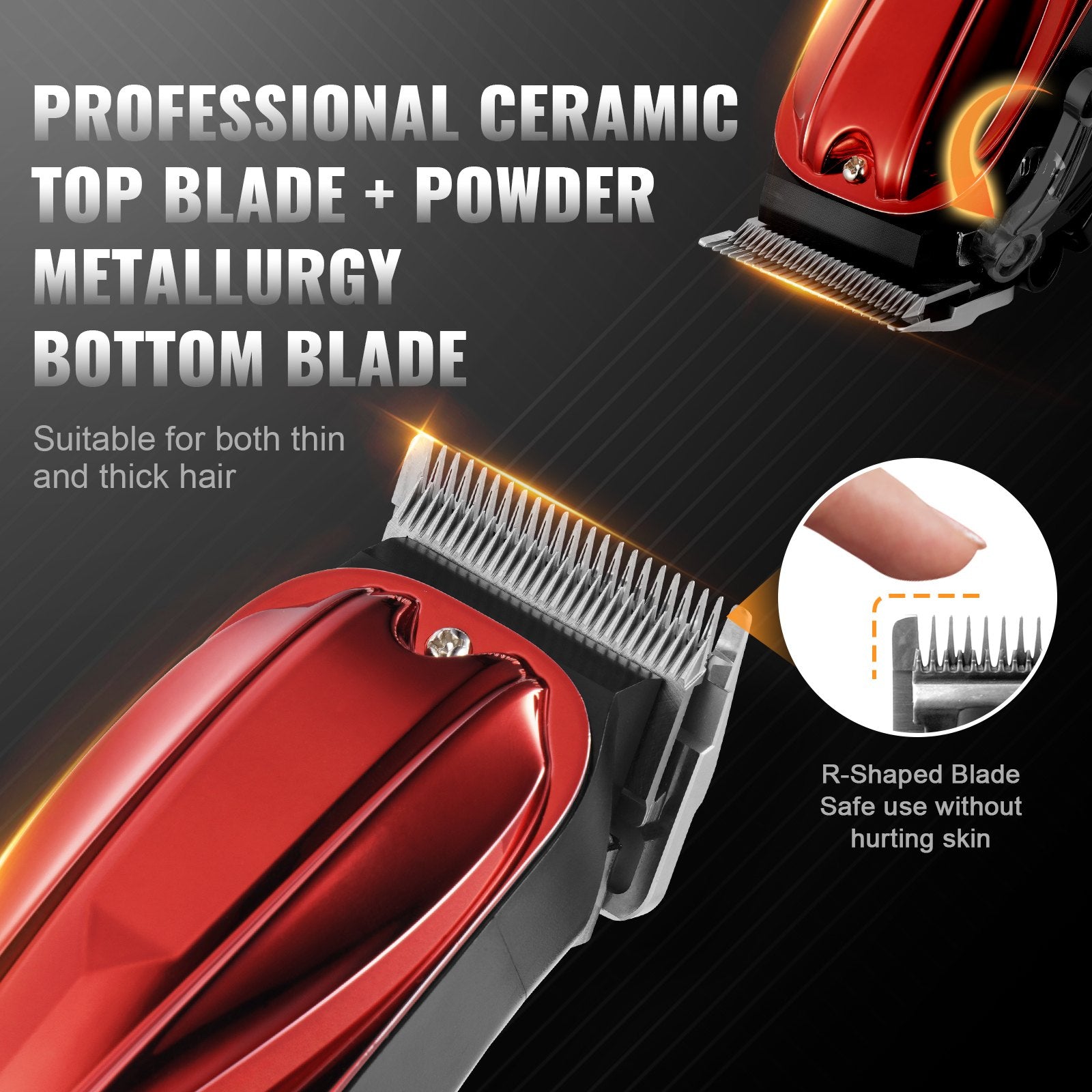 Red Professional Hair Clipper For Men, Cordless Barber Clipper With 6800RPM Brushless Motor & LED Display